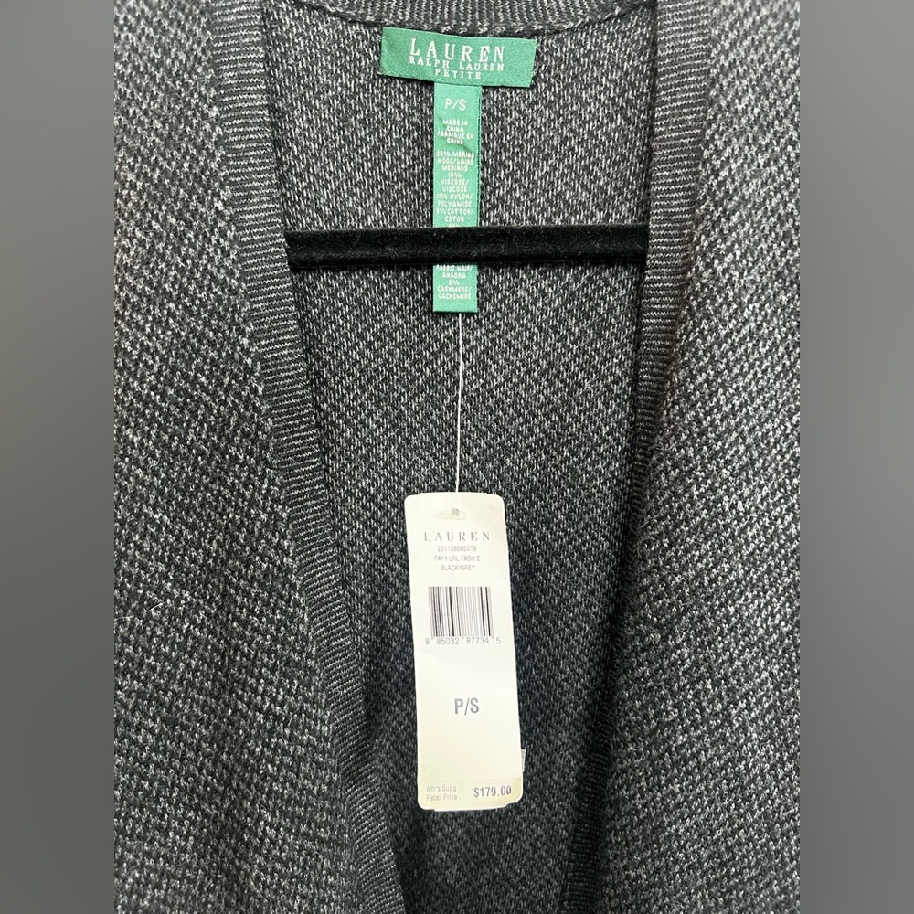 🆕🖤 NWT RALPH LAUREN Batwing Cardigan IN Gray/Black | Women’s S/P - Picture 8 of 8